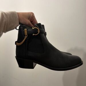 Salvatore Ferragamo Black Ankle Boots with Gold Accent